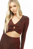 Forever21 Metallic Knot-front Crop Top