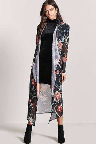 Forever21 Floral Print Mesh Duster
