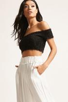 Forever21 Fuzzy Off-the-shoulder Crop Top