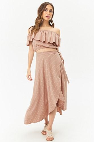 Forever21 Anm Pinstriped Wrap Skirt