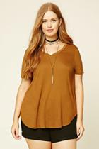 Forever21 Plus Women's  Cigar Plus Size Classic V-neck Tee