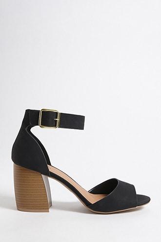 Forever21 Qupid Faux Suede Open-toe Heels