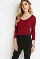Forever21 Women's  Classic Ribbed Crop Top (burgundy)