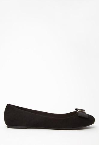 Forever21 Women's  Bow-topped Faux Suede Flats
