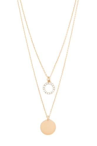 Forever21 Gold & Clear Circle Pendant Layered Necklace