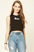 Forever21 Women's  Bae Lace-up Crop Top