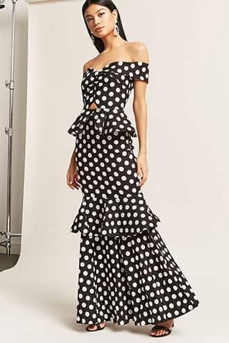 Forever21 Polka Dot Tiered Maxi Dress