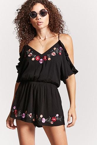 Forever21 Embroidered-trim Romper