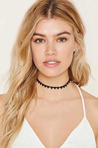 Forever21 Black Heart Crochet Choker