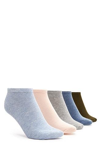 Forever21 Women's  Navy & Peach Ankle Socks - 5 Pack