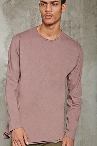 21 Men Men's  Mauve Double-knit Slub Tee