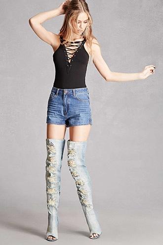 Forever21 Privileged Shoes Denim Boots