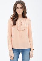 Forever21 Contemporary Lace-trimmed Peasant Top