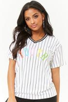 Forever21 Striped Youth Graphic Jersey Mesh Tee