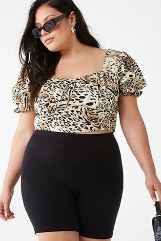 Forever21 Plus Size Leopard Print Tie-front Top