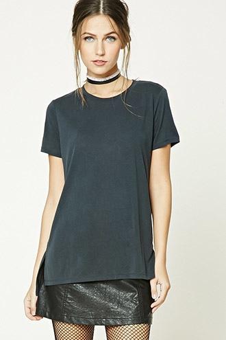 Forever21 Women's  Slub Knit Side Slit Tee