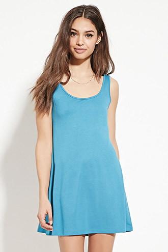 Forever21 Women's Teal Scoop Back Mini Dress