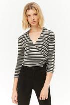 Forever21 Ribbed Knit Striped Wrap Top