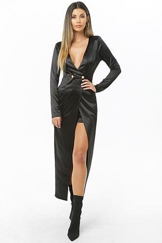 Forever21 Double-breasted Satin Cardigan & Shorts Set