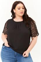 Forever21 Plus Size Crochet Sleeve Top