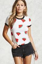 Forever21 Watermelon Print Ringer Tee