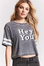 Forever21 Hey You Distressed Graphic Tee