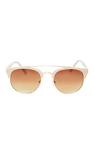 21 Men Grey & Gold Men Browline Round Sunglasses