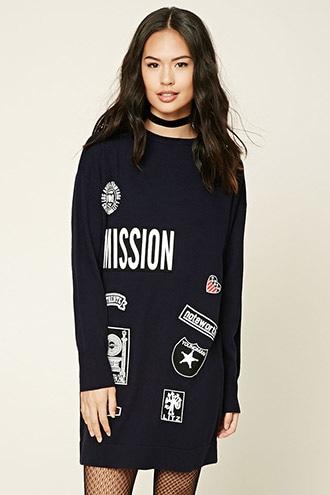 Forever21 Women's  Mission Patched Sweater Dress