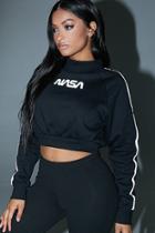 Forever21 Nasa Reflective-trim Cropped Sweatshirt