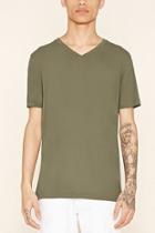 21 Men Men's  Sage Cotton V-neck Tee