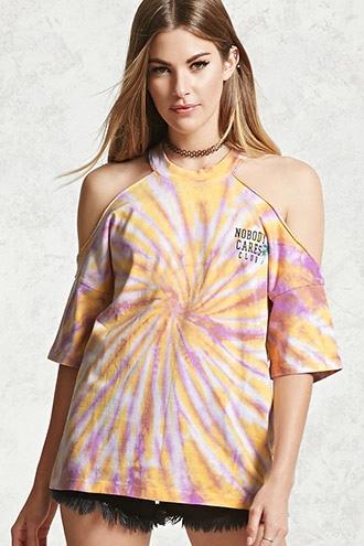 Forever21 Tie-dye Open Shoulder Tee