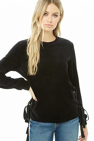 Forever21 Lace-up Velour Top