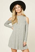 Forever21 Women's  Heather Grey Open-shoulder Swing Dress
