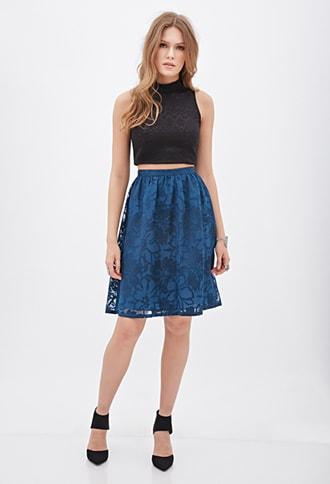 Forever21 Contemporary Burnout Floral Circle Skirt
