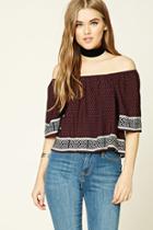 Forever21 Off-the-shoulder Geo Print Top