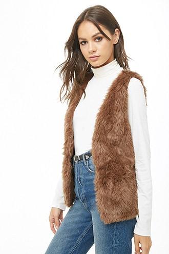 Forever21 Belted Faux Fur Vest