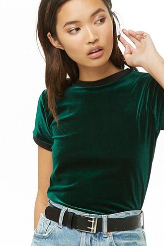 Forever21 Contrast-trim Velvet Top