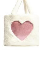Forever21 Plush Glitter Heart Tote Bag
