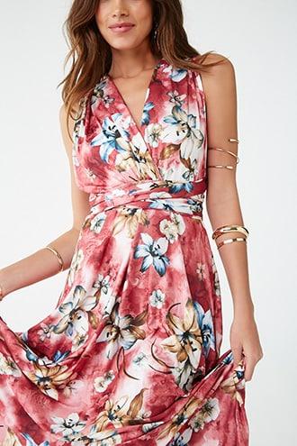 Forever21 Floral Wraparound Halter Dress