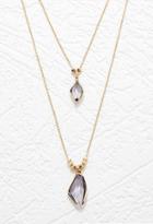 Forever21 Faux Gemstone Layered Necklace (gold/grey)