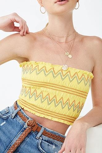Forever21 Multicolor Threaded Tube Top
