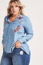Forever21 Love 8 Embroidered Denim Top
