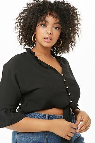 Forever21 Ruffle-trim Self-tie Top