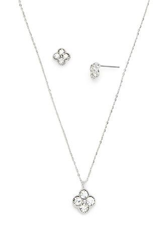 Forever21 Clustered Rhinestone Jewelry Set (silver/clear)