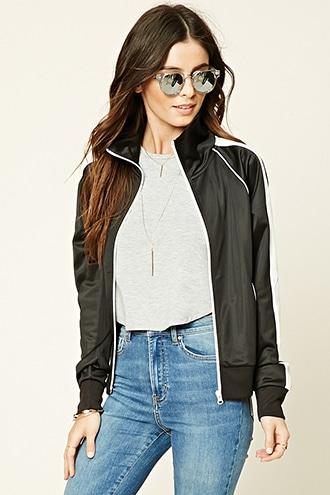 Forever21 Women's  Satin Track Jacket