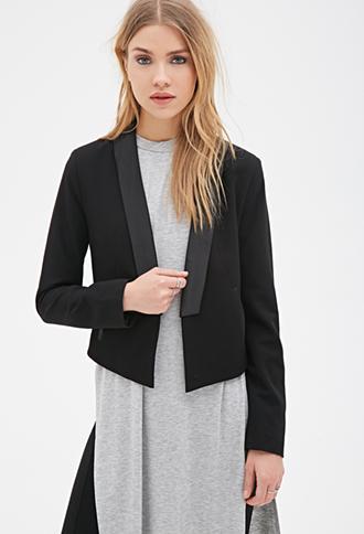 Forever21 Satin-lapel Blazer Black Small