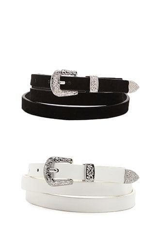 Forever21 Skinny Buckle Belt Set