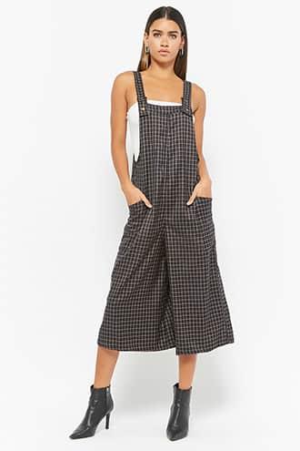 Forever21 Grid Culotte Overalls