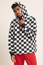 Forever21 Fleece Checkered Drawstring Hoodie