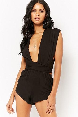 Forever21 Plunging Wrap Romper